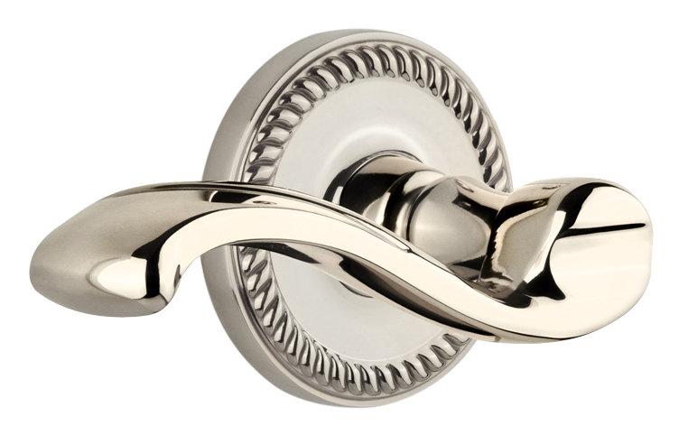 Mannequin simple Grandeur Newport Rosette avec levier Portofino, Nickel poli, Gaucher