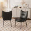 Chaises de salle à manger à coussin souple (ensemble de 2), chaises de cuisine en cuir PU sans accoudoirs avec pieds en métal (noir)-1273082861