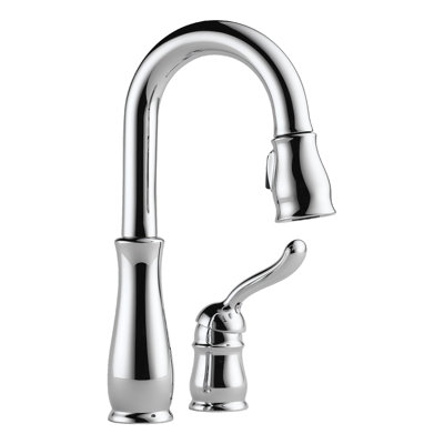 Leland Chrome Bar Sink Faucet with Pull Down Sprayer, Modern Single Hole Prep Sink Faucet, Single Handle, Chrome