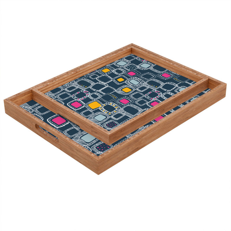 Solid Wood Tray, Green, 1.75" H x 18" W x 14" D