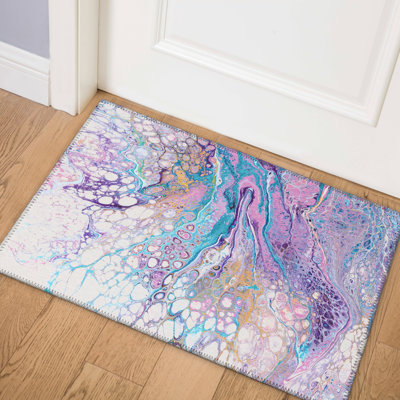 Chenille Washable Abstract Indoor / Outdoor Rug