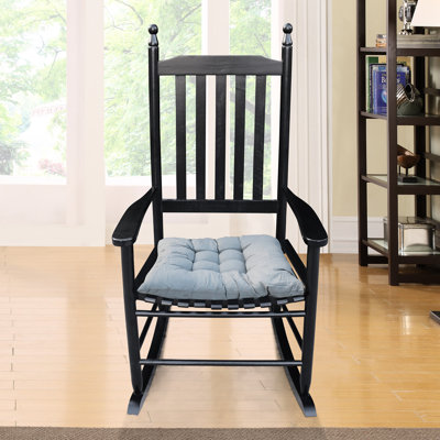 Chaise berçante en bois - Bois franc massif, teinte noire, siège et accoudoirs larges et confortables, dossier à lattes robuste, marches d'assemblage simples, capacité de charge de 250 lb, bois noir, assemblage généreux et facile, poids maximum