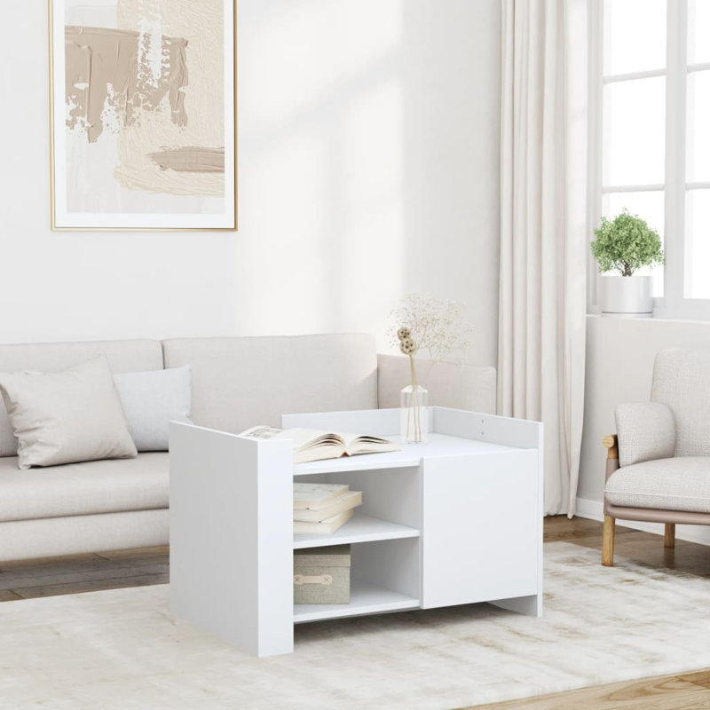 Ruzina Coffee Table with Storage, White, 50cm H x 80cm L x 50cm W