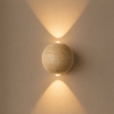 Travertine Sphere Up Down LED Wall Sconce