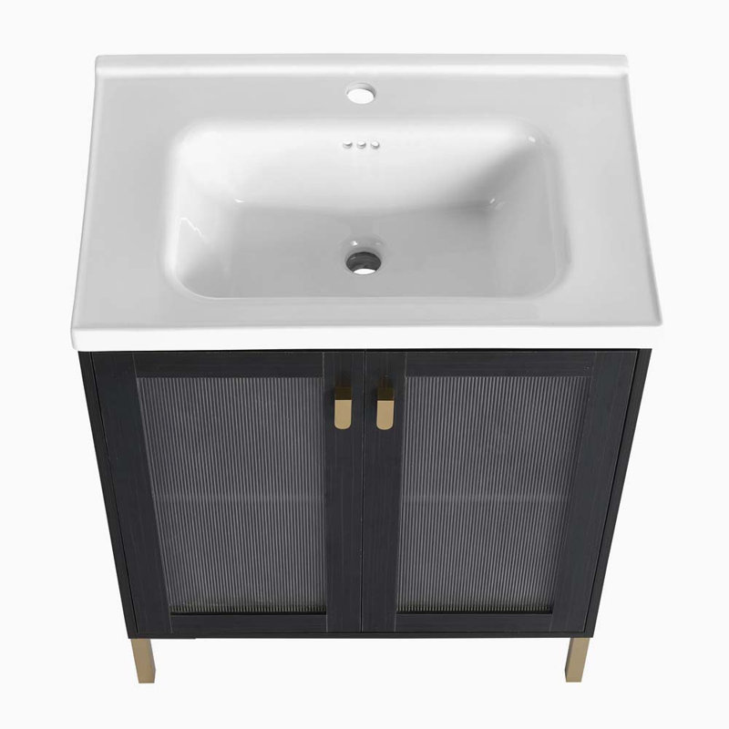 Ensemble de meuble-lavabo simple 28,02 po avec plateau en céramique Waymond