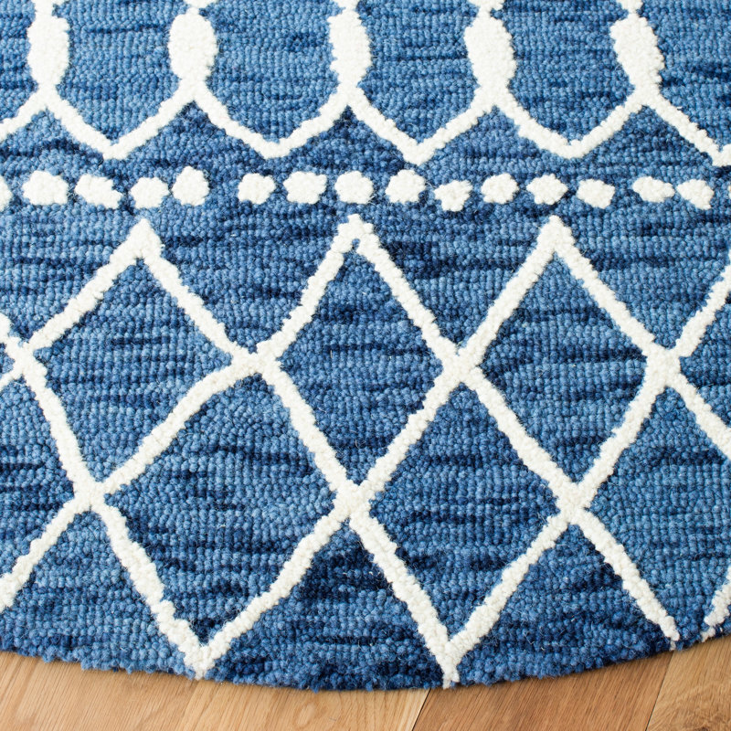 Diggs Hand Tufted Wool Geometric Rug, Round 6'