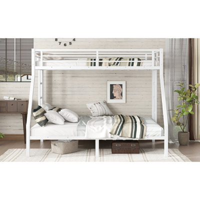 Lit superposé simple au-dessus de grand lit simple TG pour adultes et adolescents, couleur blanche, cadre anti-bruit, thermolaqué, espace de rangement inférieur, échelles latérales doubles, garde-corps pour adultes, espace, bruit