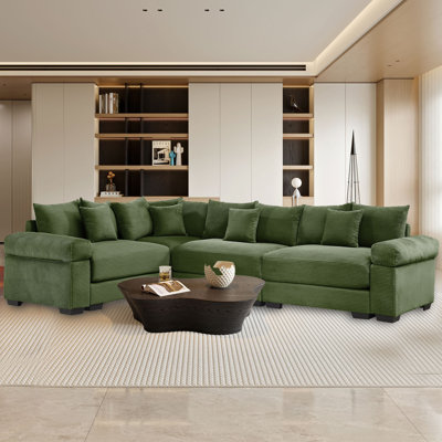 Ensemble de canapé modulaire surdimensionné avec tissu en velours côtelé, coussin à rebond élevé