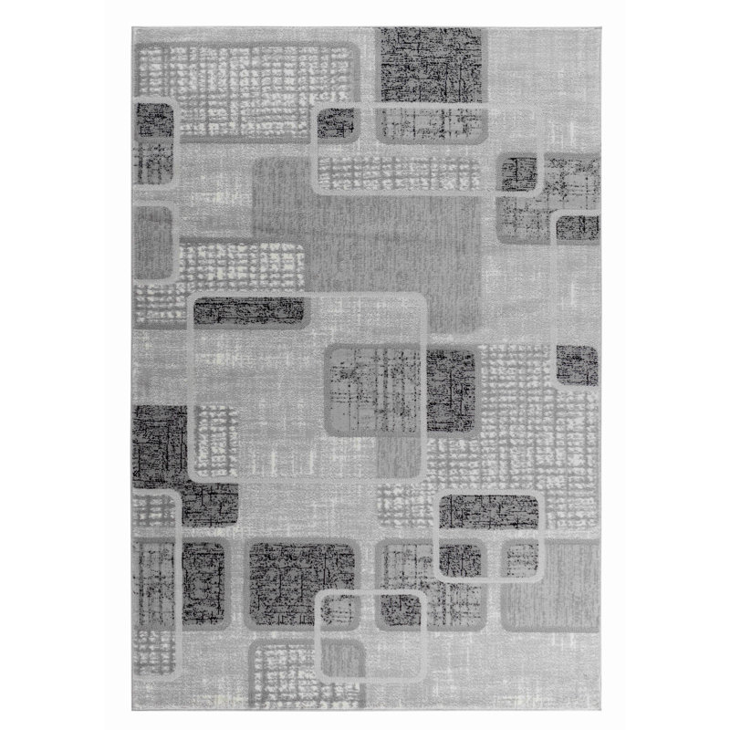 Tapis d'intérieur / gris à motif géométrique gris / noir 8 pi x 11 pi (7 pi 10 po x 10 pi 10 po) Tapis de salon, chambre à coucher, salle à manger et cuisine