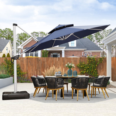 Burgue  13 FT Round Cantilever Umbrella,Navy