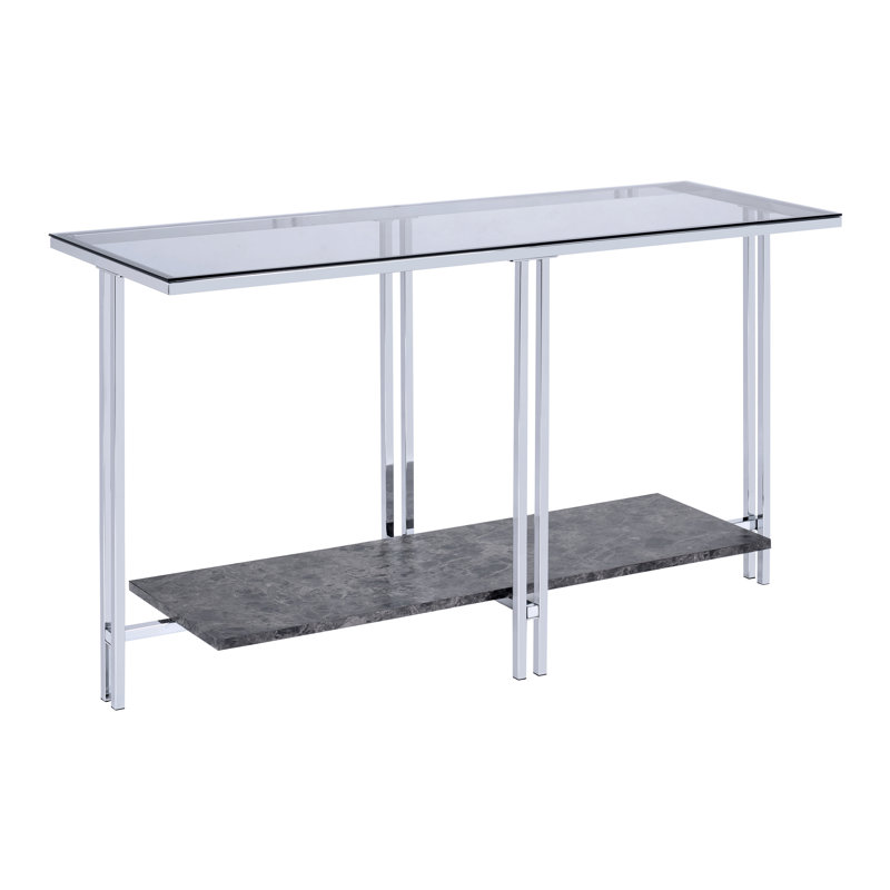 Table de canapé, chrome et verre