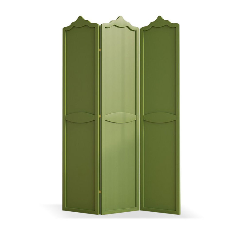 Paravent 3 panneaux en bois massif vert, H 78,74 po x l 47,24 po x P 1,97 po