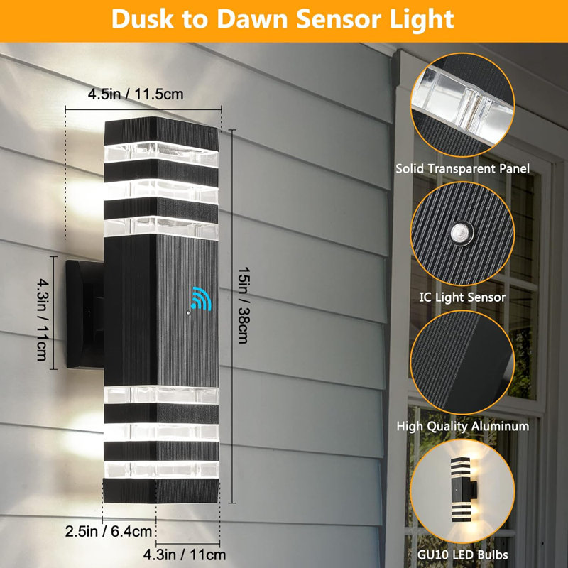 Matte Black Modern Plug-In Outdoor Wall Sconce Set