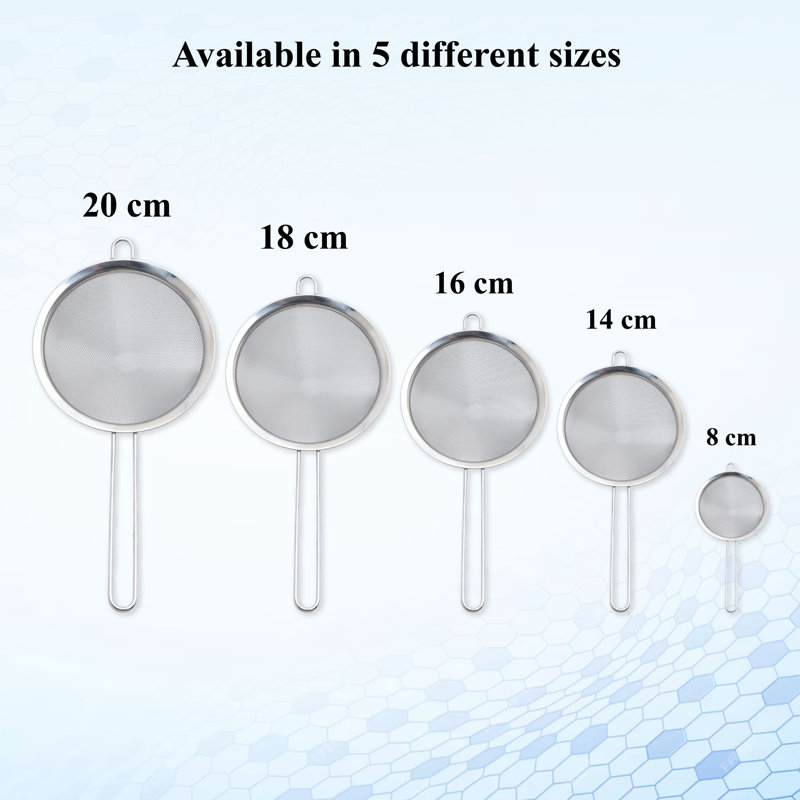 Buckingham Stainless Steel Fine Mesh Conical Sieve Strainer for Straining, Sieving, Filtering & Food Preparation, 20 cm 