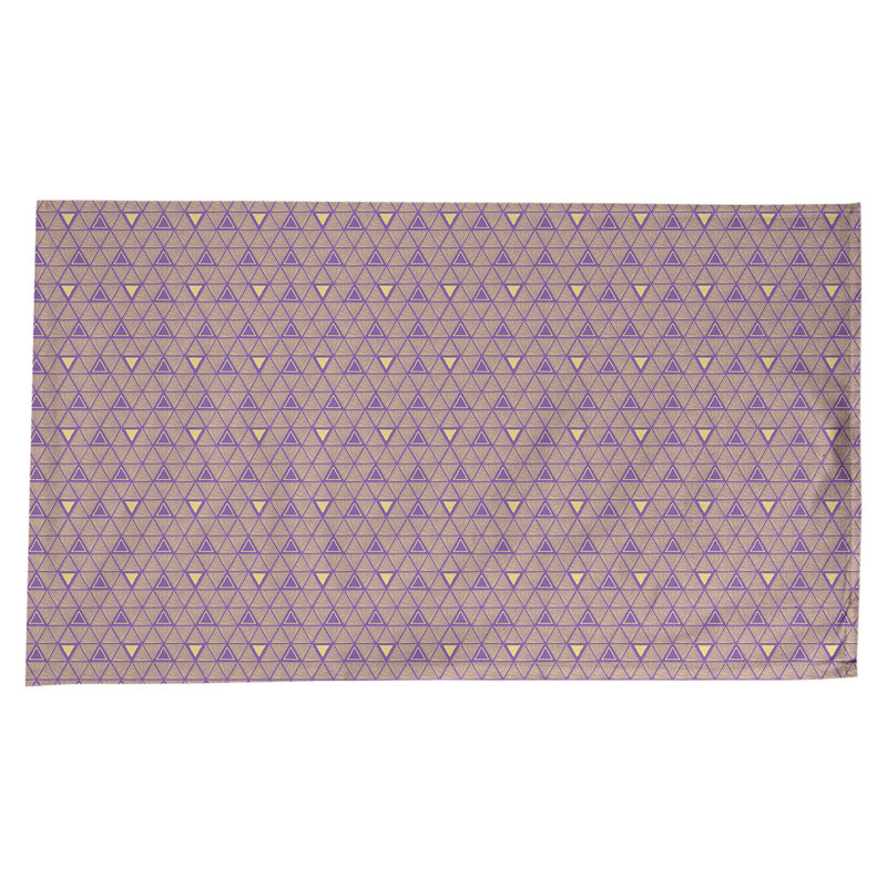 Nappe géométrique en coton - Triangles dessinés à la main, collection Jordao, lavable à la machine, Mauve/jaune