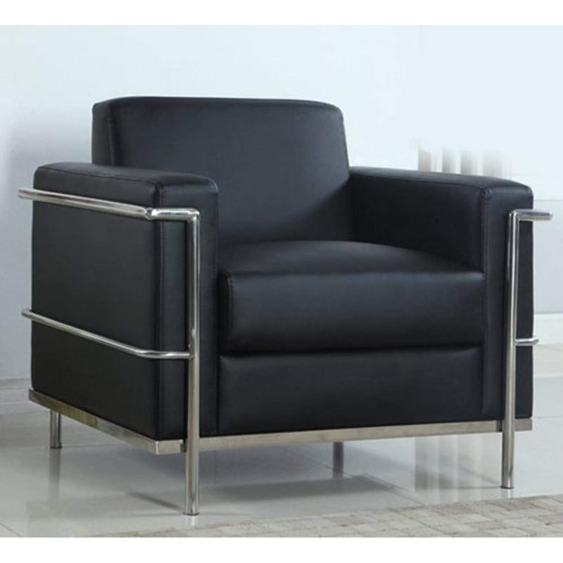 Fauteuil de direction Executive en similicuir, fauteuil de salon rembourré en métal chromé, blanc, White Faux Leather