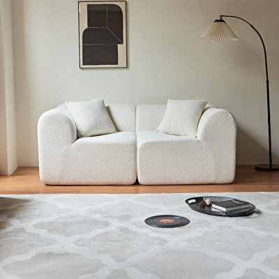 Canapé confortable à deux places avec tissu en velours, structure en éponge douce et coussins en mousse haute densité pour la maison et le bureau