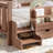 Queen Size Solid Wood Kids Floor Bed with Storage Bookcases, Drawers, Cute Stairs & Guardrails, No Box Spring, Natural-825200372-825200368