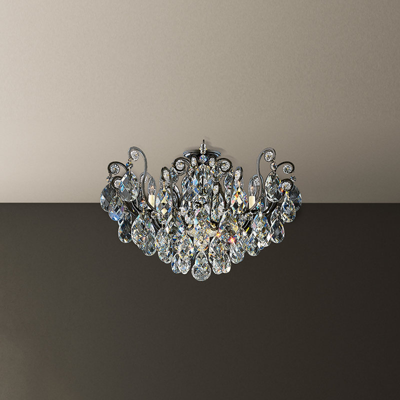 Renaissance Semi Flush Mount, Black, Heritage Clear