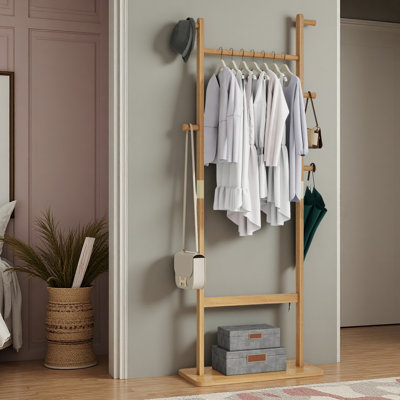 Coat Racks Solid Wood Hanger 23.6* 11*70.8In Solid Environmental Protection Easy To Assemble Beautiful Can Be Placed In The Bedroom/Entrance/Living Room