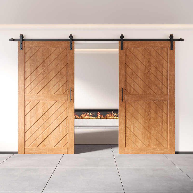 Homacer : porte Ã  deux battants de style amÃ©ricain ancien, non assemblÃ©e et finie, Ã  rayures obliques, avec trousse de quincaillerie d'installation sans contrebalancier, pour usage intÃ©rieur uniquement