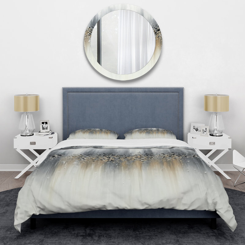 Ensemble de housse de couette en microfibre / polyester Gentle Grey Serenity, Housse de couette pour très grand lit et 2 très