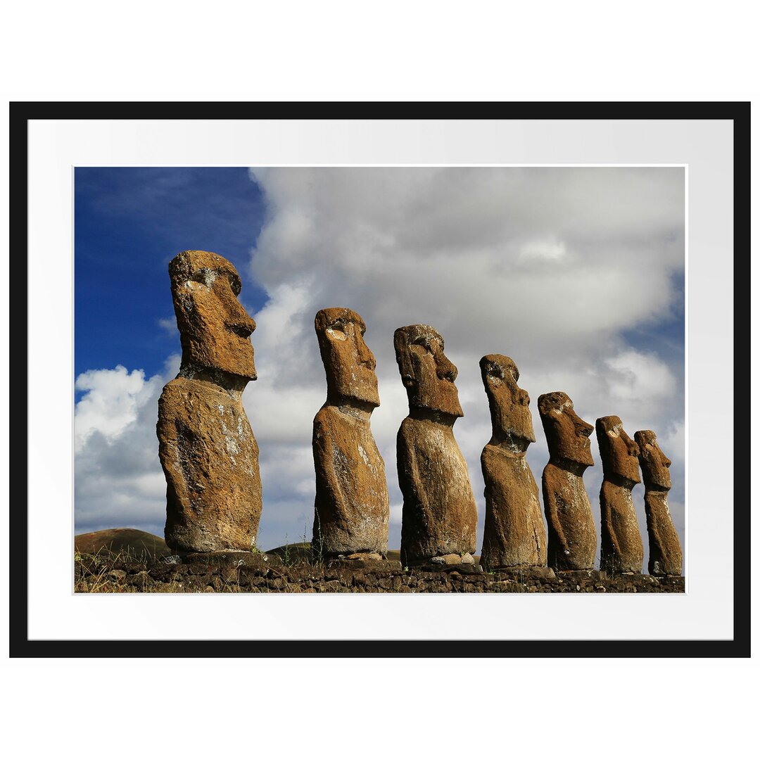 Gerahmtes Poster Moai Statuen auf den Osterinseln