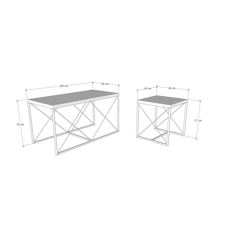Modern Coffee Table Set (3 Pieces), Atlantic Pine & Black, Large Table: 39.4 x 20.5 x 19.7 inches | Small Tables: 17.7 x 20.5 x 17.7 inches | 100% Melamine Coated Particle Board, Metal Legs | Stylish & Functional Design for Living Room