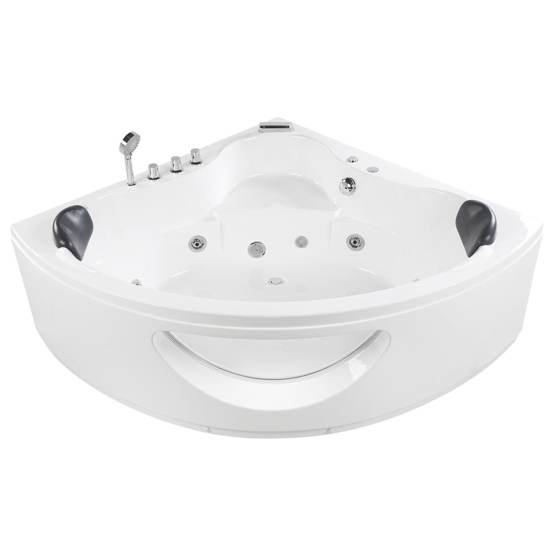 Mummert x Corner Whirlpool Acrylic Bathtub, White, 60cm H x 195cm W x 140cm L