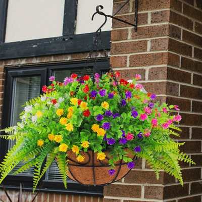 Panier de fleurs artificielles artificielles suspendues pour l'extérieur Printan Summer Decorarion