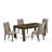 5 Piece Dining Table Set for 4 Includes a Rectangle Rustic Wood Dinner Table and 4 Dark Khaki Linen Fabric Upholstered Chairs, Jacobean-1908975245-1908975244-1908975234