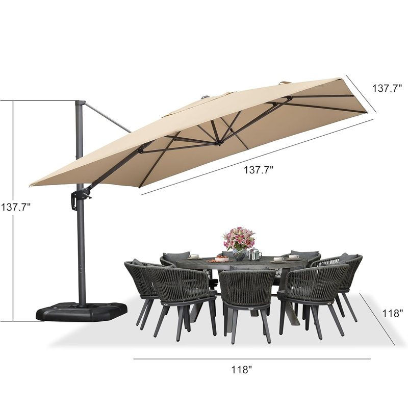 Gartman 3.5m Square Cantilever Parasol, Beige