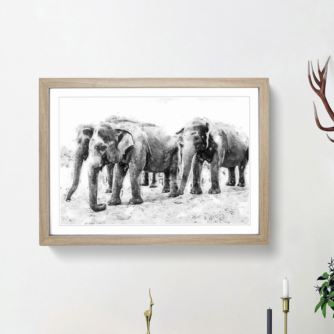 Elephants in Sri Lanka - Framed Print