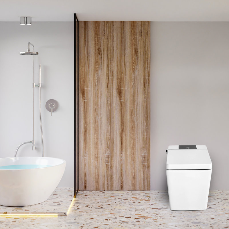 Smart Living&Technology 1.28 Gallons GPF Elongated Chair Height Floor Mounted One-Piece Toilet (Seat Included), White