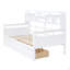 Lit de jour simple, support en lattes de bois, avec tablettes de chevet et deux tiroirs-124917526