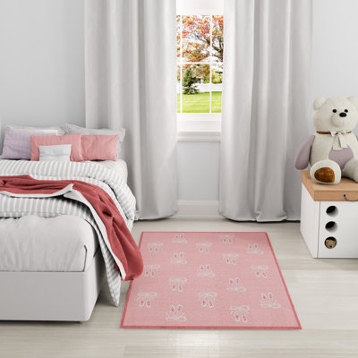 Arranjeet Machine Washable Pink Indoor Rug