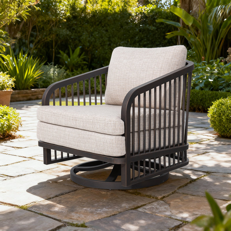 Fauteuil club pivotant en aluminium avec coussins Asheville