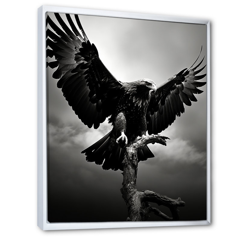 «Powerful Bold Eagle» - Imprimé, H 20 po x l 12 po x P 1 po, Cadre flottant blanc