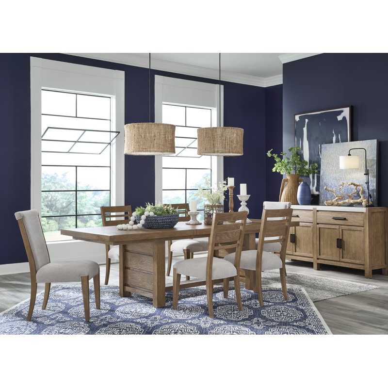 Extendable Trestle Dining Table With 2 Side Chairs And Bench, 4 Pieces: Table, 2 Chairs, Bench