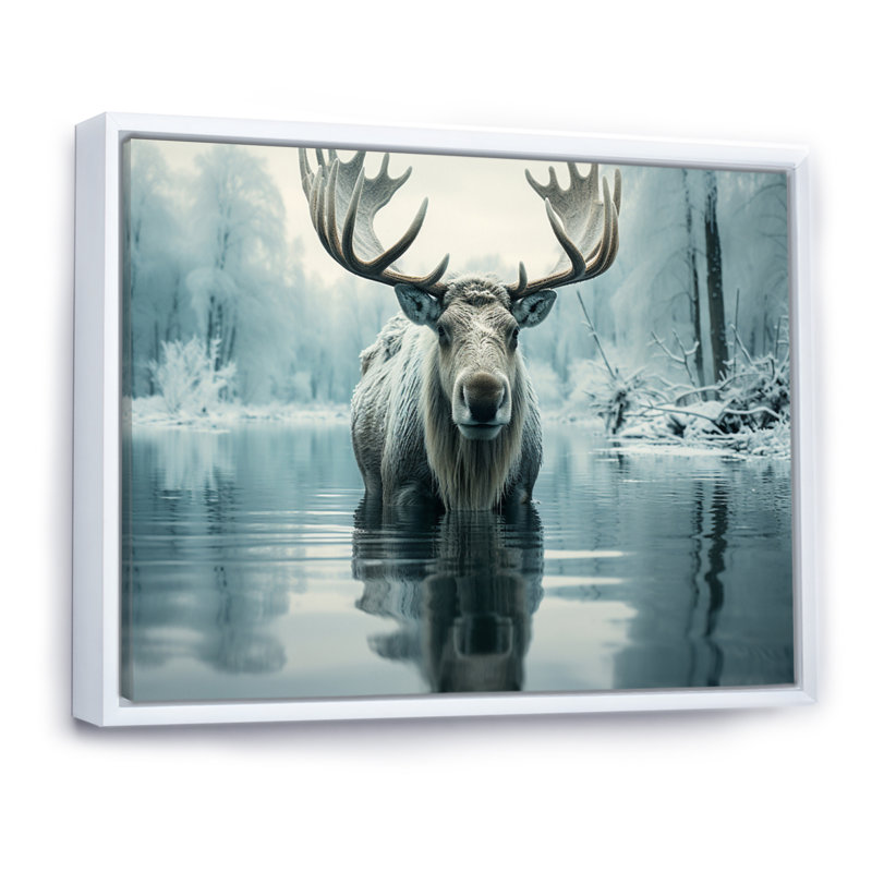 " Blue Blue Moose Arctic Reflection ", 34" H x 44" W x 1.5" D, White Floater Framed