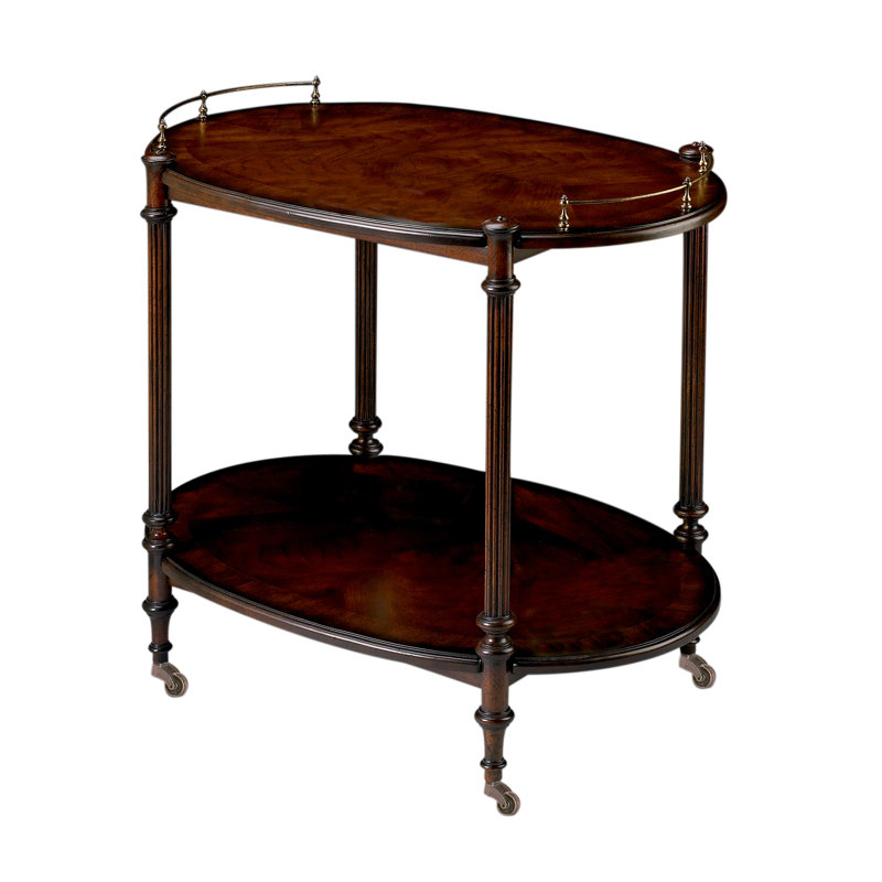Cherry Wood Dual Level Tea Server with Storage