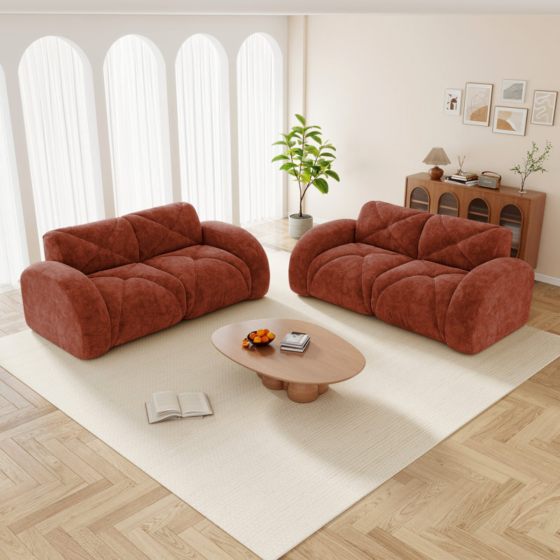 Ensemble de canapé confortable, siège profond, tissu de velours doux, fond en éponge haute densité 32D, aucun assemblage requis, ensemble de canapé moderne pour le salon