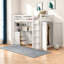 Lit mezzanine simple en bois blanc avec rangement pour famille