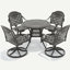 5-Piece All-Weather Cast Aluminum Dining Set, Include 4 Swivel Chairs and 35.43" Round Table With Black Frame (same sku: W1710S00434 )-206774882