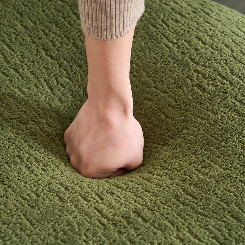 Canapé modulaire en chenille à compression avec méridienne courbée, Vert antique, chenille verte, L 98,4 po