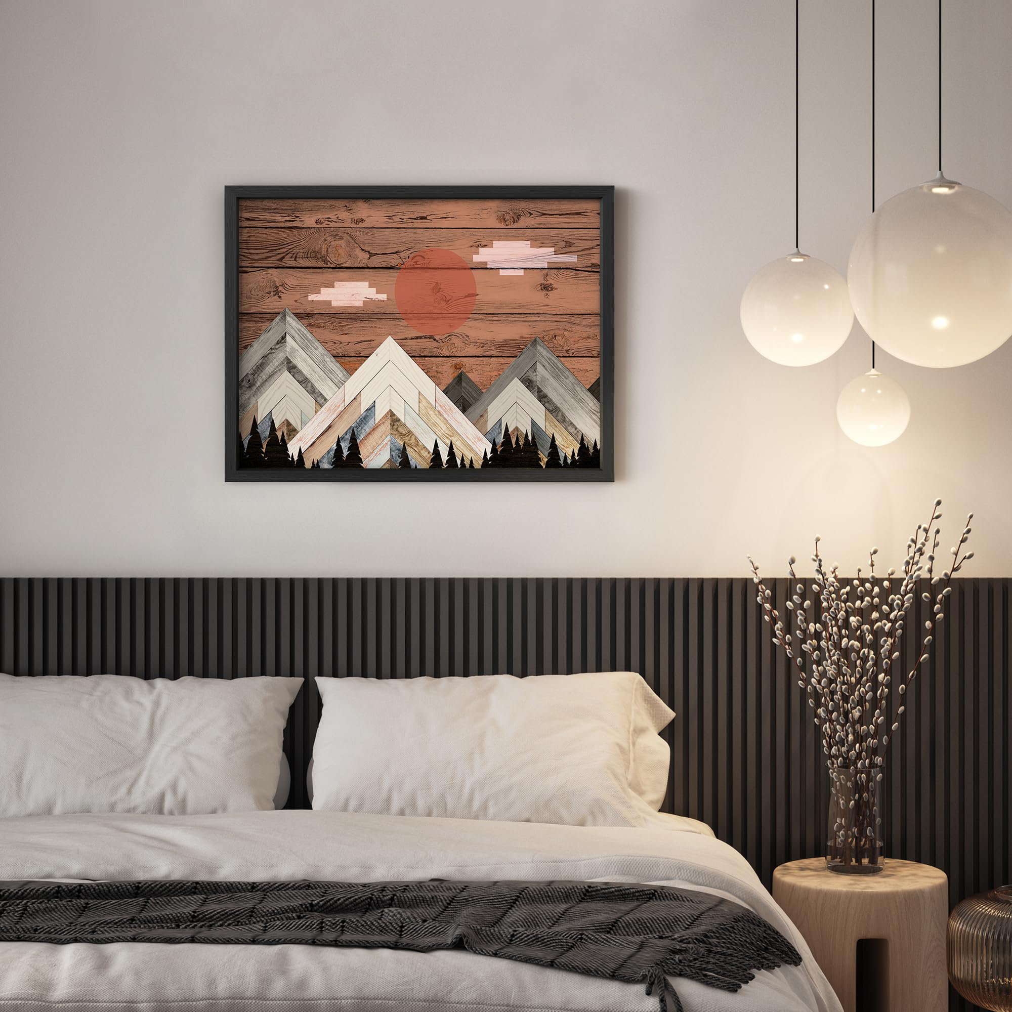 SIGNLEADER Red Sun Rises Over White Mountains Nature Modern ...