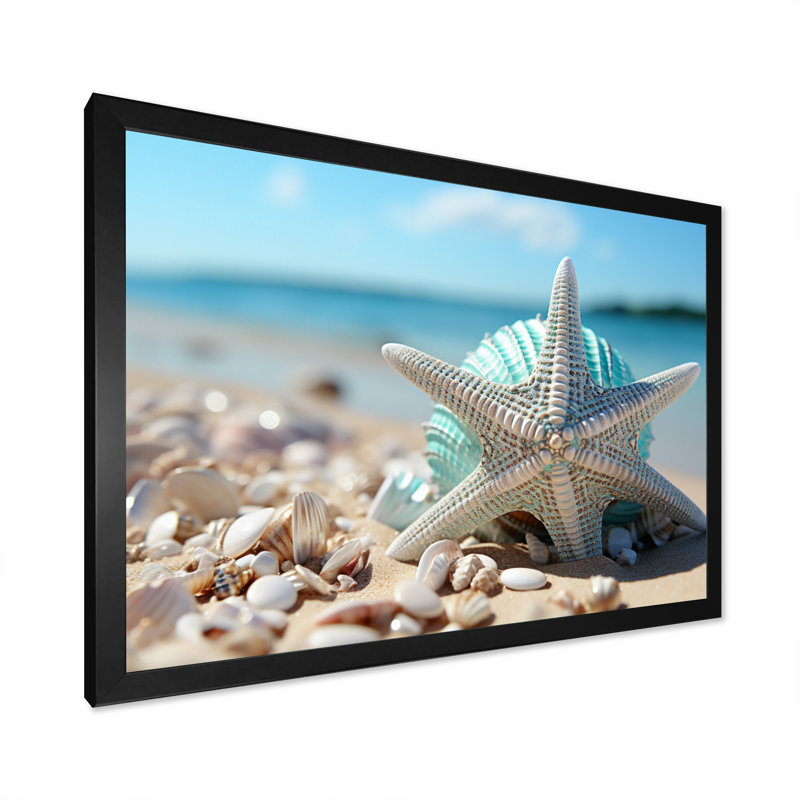Coquillage argenté bijou océan II, H 12 po x l 20 po x P 1 po, Cadre simple noir