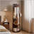 Rotating Full Length Mirror with Clothes Rack and Storage Shelves