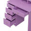 Bureau de coiffeuse mauve avec miroir lumineux, 5 tiroirs et tablettes de rangement, lumières DEL 3 couleurs, coiffeuse de chambre à coucher
