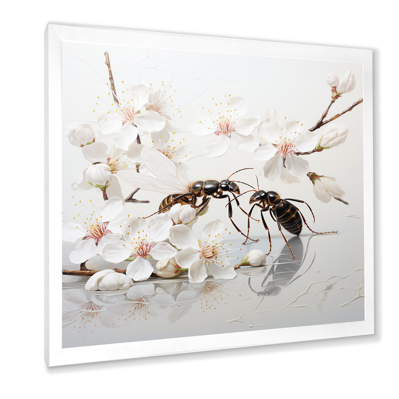 Art floral fourmis I - insectes et insectes, Cadre simple blanc, H 30 po x l 30 po x P 1,5 po